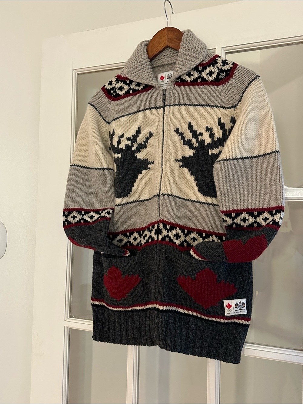 Hudson’s Bay Wool Cowichan Inspired Canada Zip Up Sweater